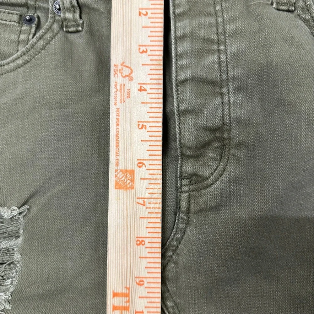 American Eagle Skirt Womens Size 8 Olive Green Distressed Denim Raw Hem Casual